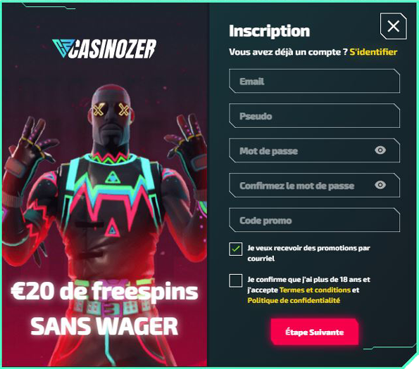 casinozer code promo inscription