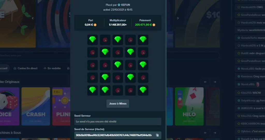 record win mines stake