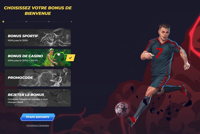 choose welcome bonus