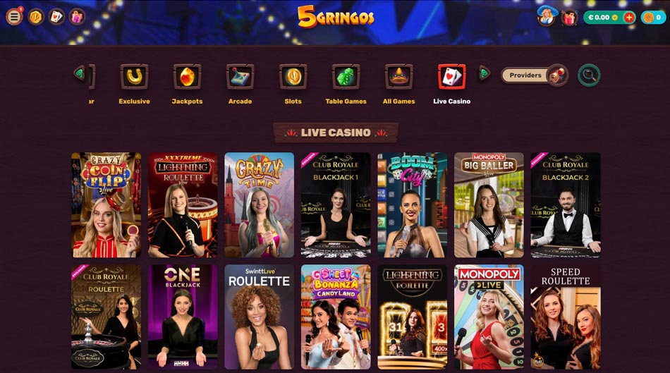 Live casino 5Gringos