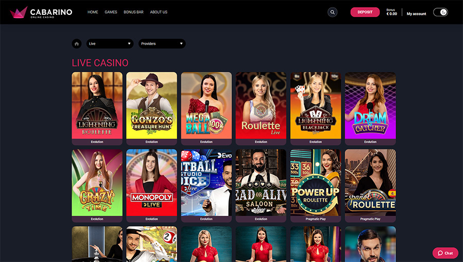 live casino cabarino