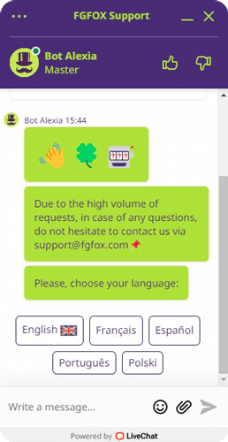 Live chat FGFox casino