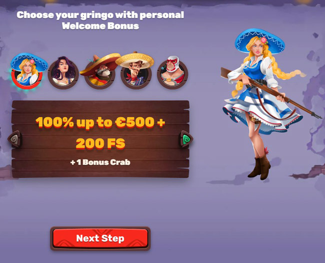 Registration choice bonus 5Gringos