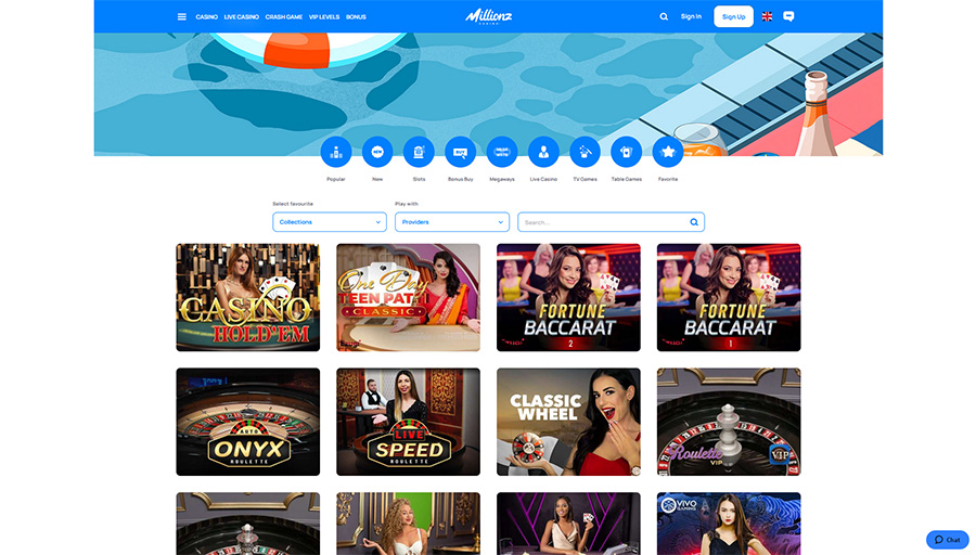 live casino millionz casino
