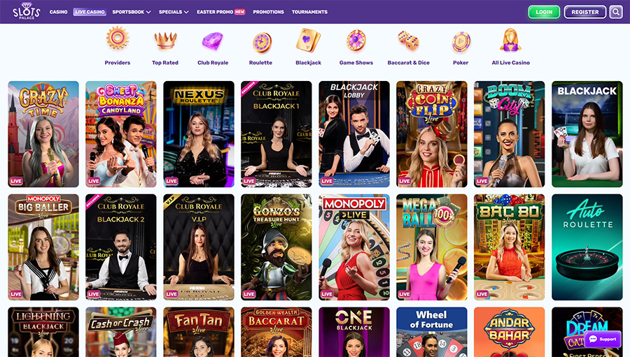 live casino slots palace
