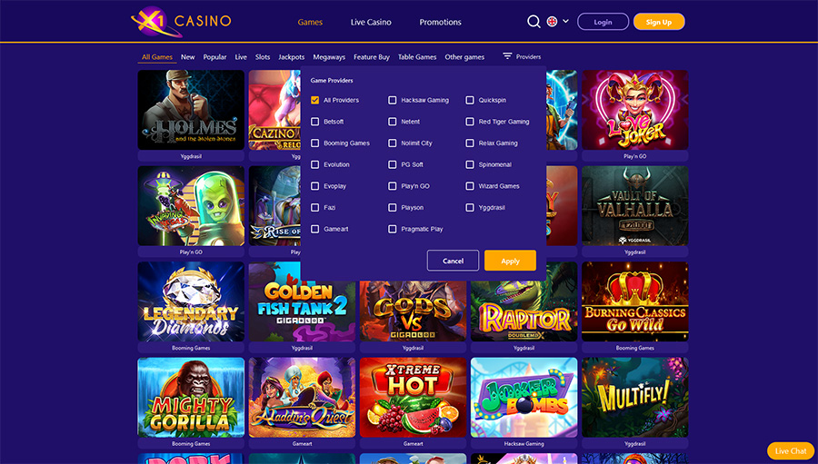 providers x1 casino