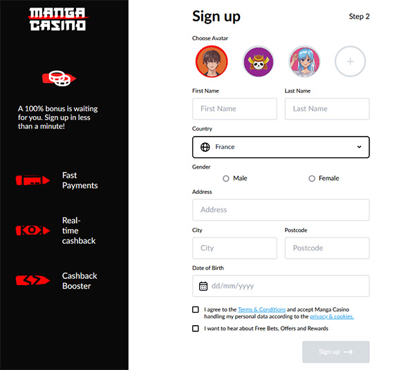 Register 2 Manga Casino