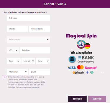 Registrierung 2 Magical Spin