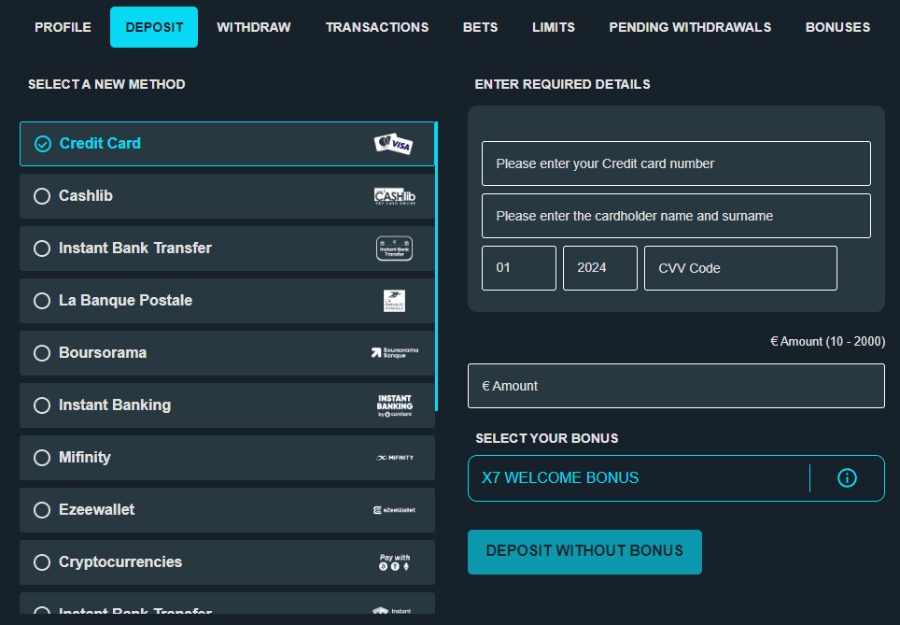 Deposit X7 Casino