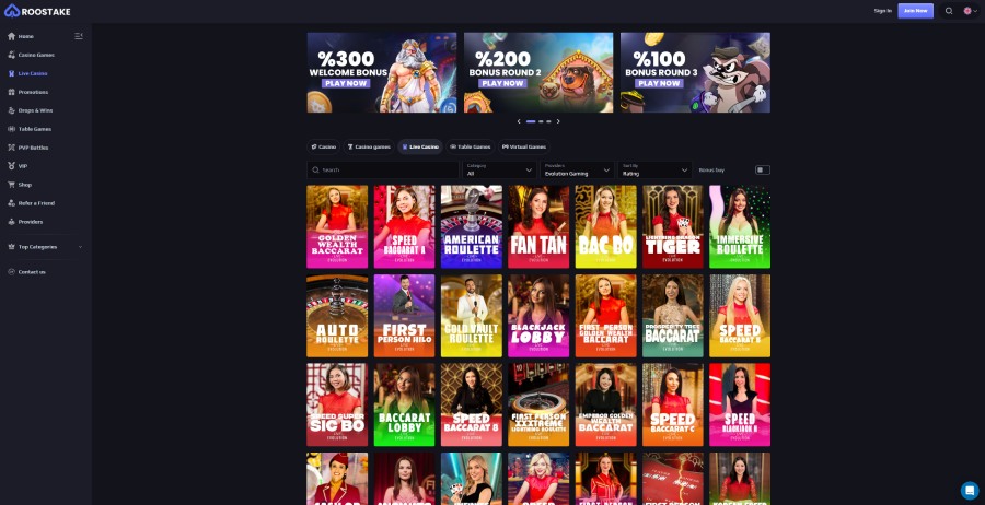 Roostake Casino Homepage