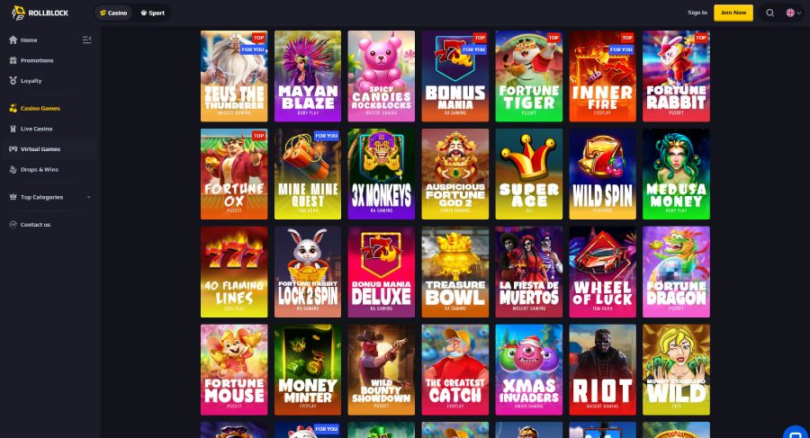 Rollblock Casino slots