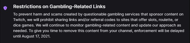 twitch gambling restriction