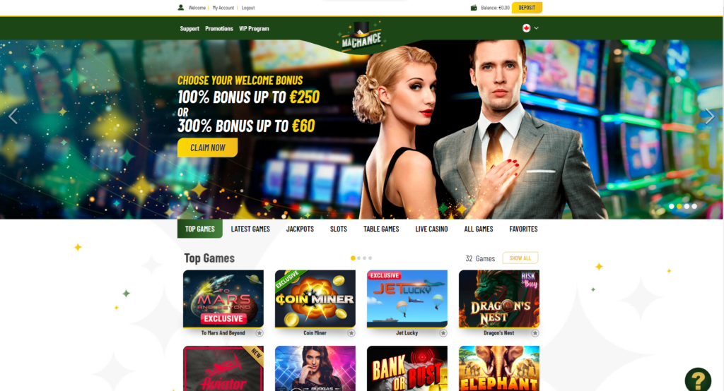 MaChance casino homepage