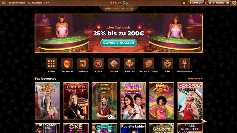 Live-Casino AmunRa DE