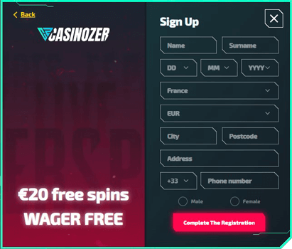 Sign up 2 Casinozer