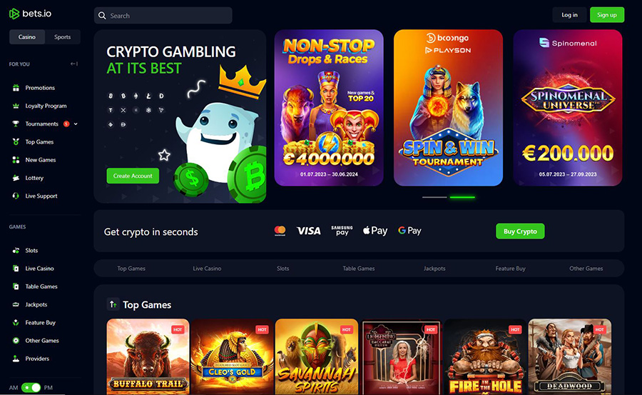 Bets.io home page