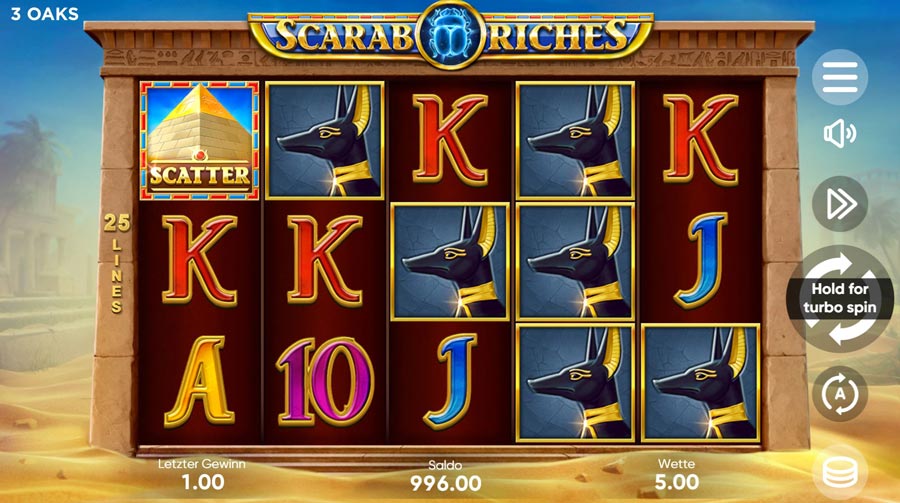 3 Oaks Gaming ou Booongo Scarab Riches Slots DE