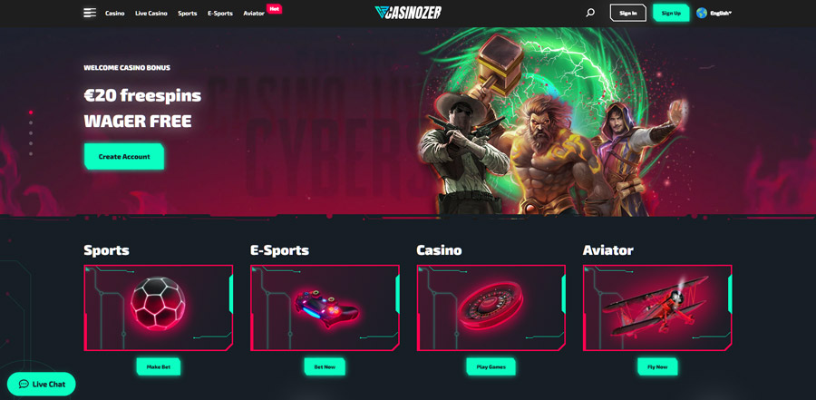 Página Inicial do Casinozer