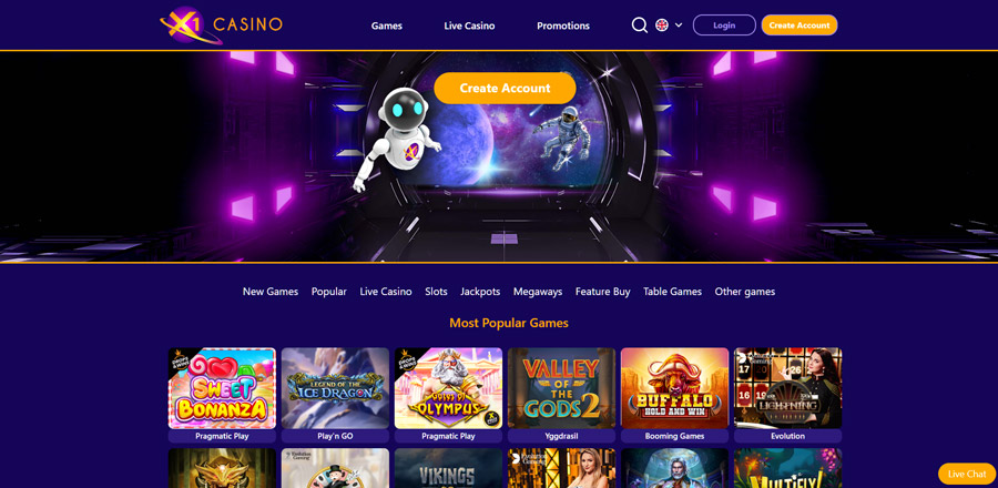 Página Inicial do X1 Casino