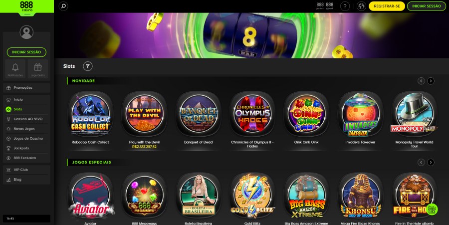 Página Inicial do 888 Casino