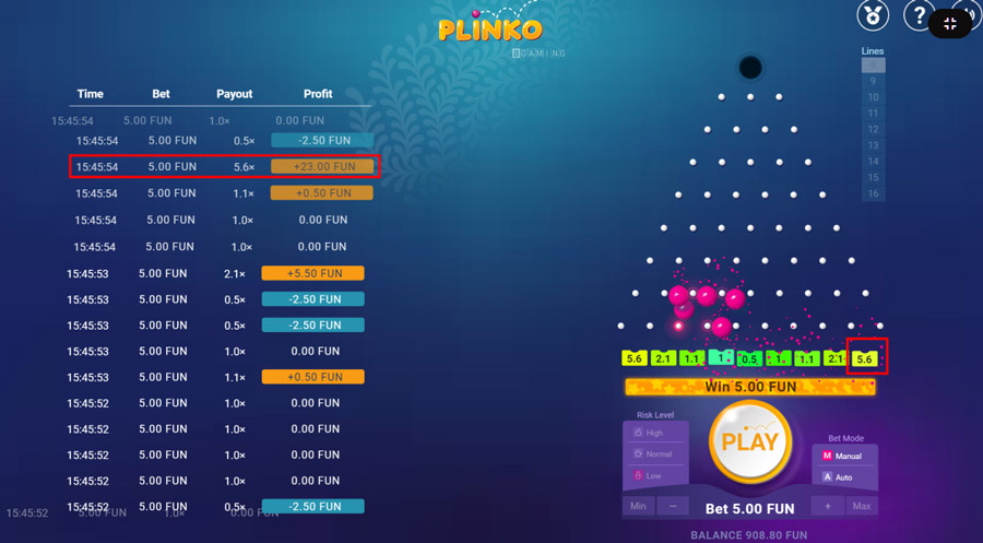 Explicação tabela Plinko - Become Gambler